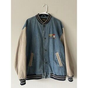 Men’s Cobra Vintage Y2K Varsity Denim Letterman Jean Jacket Myrtle Beach Size 2X